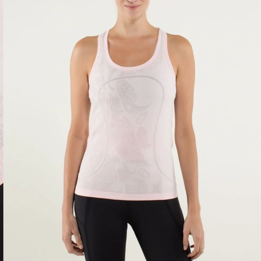 lululemon Run Swiftly Tech Racerback *Paisley‎ Heathered Pretty Pink Sz 4
